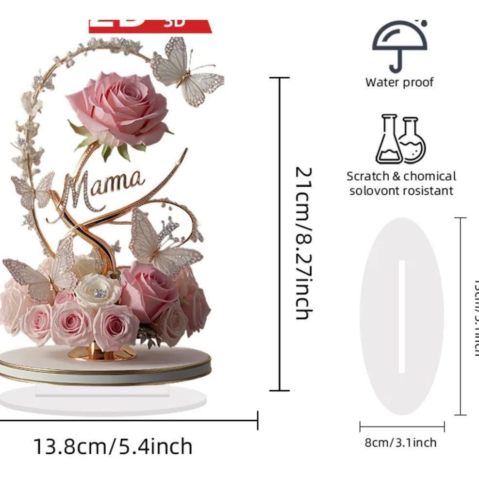Acrylic Rose Desktop Decoration – Floral Ornament for Home & Office