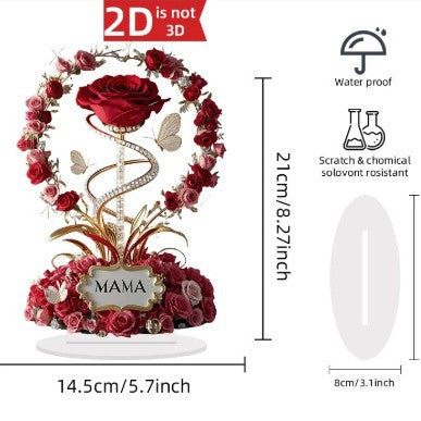 Acrylic Rose Desktop Decoration – Floral Ornament for Home & Office